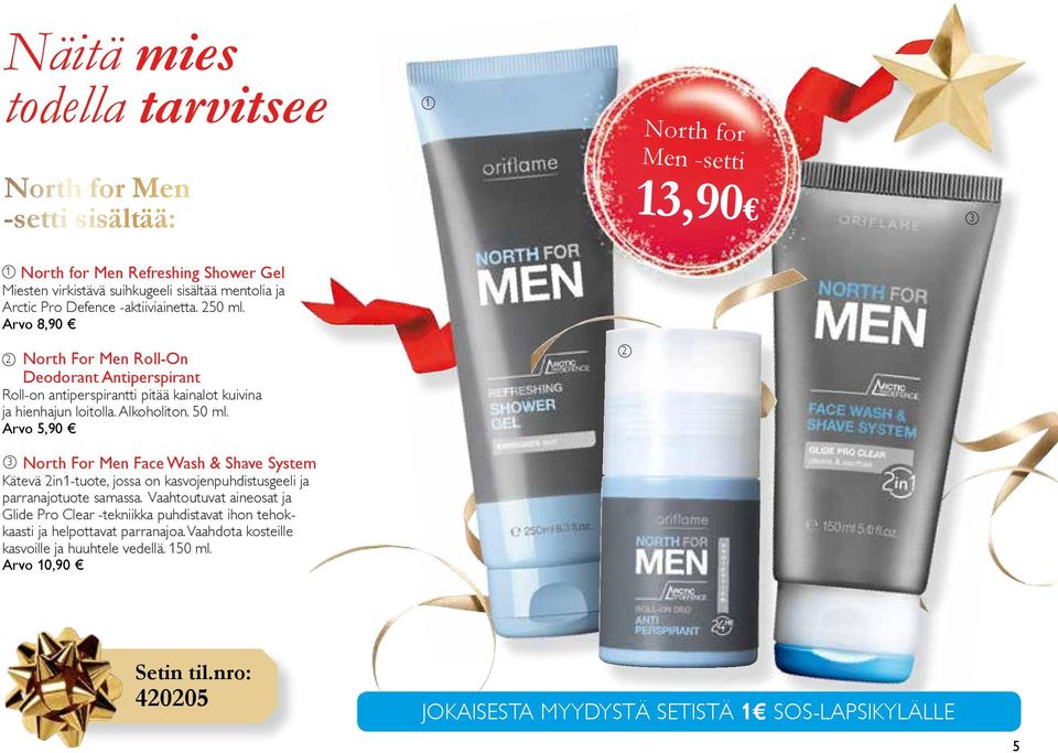 50 ml. Arvo 5,90 North For Men Face Wash & Shave System Kätevä in-tuote, jossa on kasvojenpuhdistusgeeli ja parranajotuote samassa.