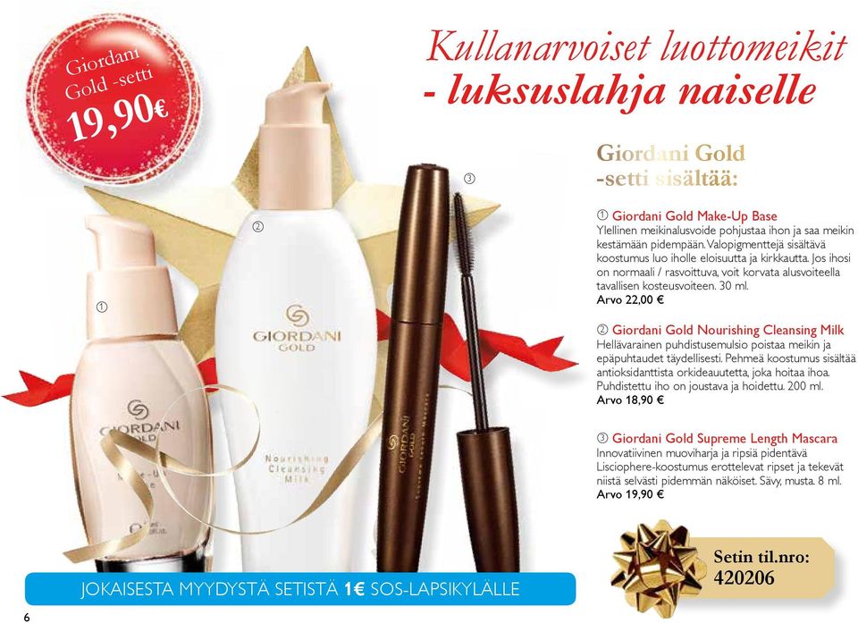 Arvo,00 Giordani Gold Nourishing Cleansing Milk Hellävarainen puhdistusemulsio poistaa meikin ja epäpuhtaudet täydellisesti.