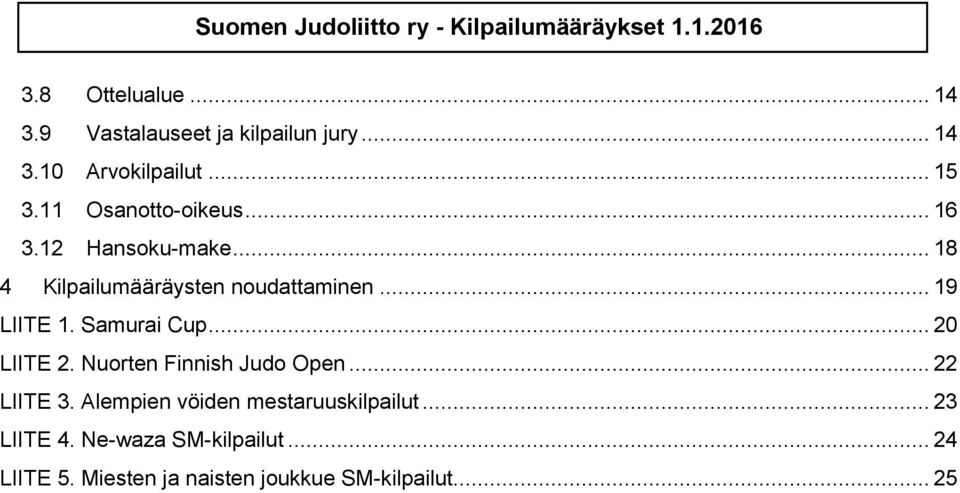 Samurai Cup... 20 LIITE 2. Nuorten Finnish Judo Open... 22 LIITE 3.