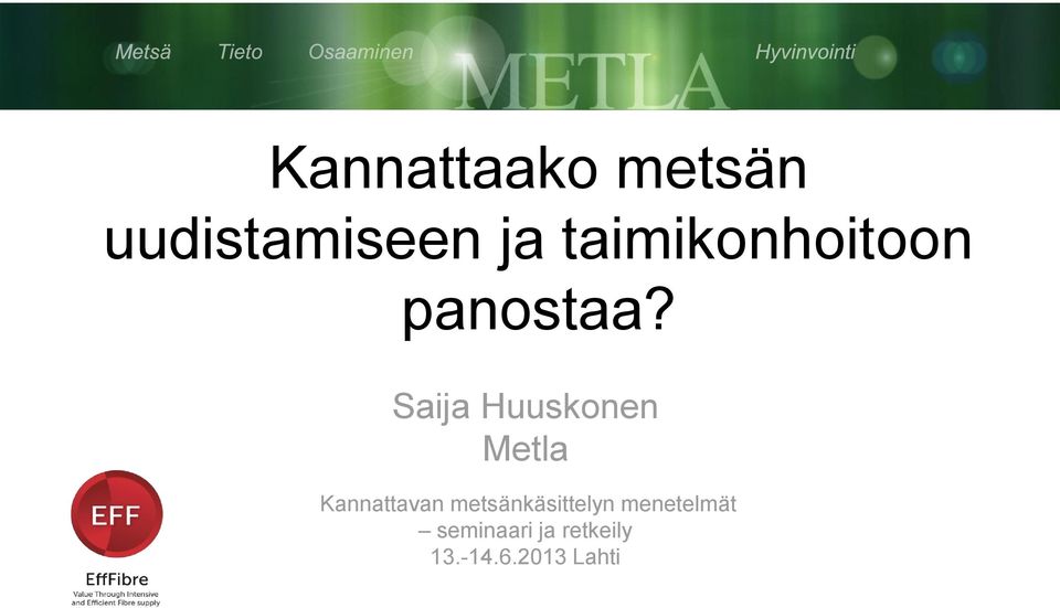 Saija Huuskonen Metla Kannattavan