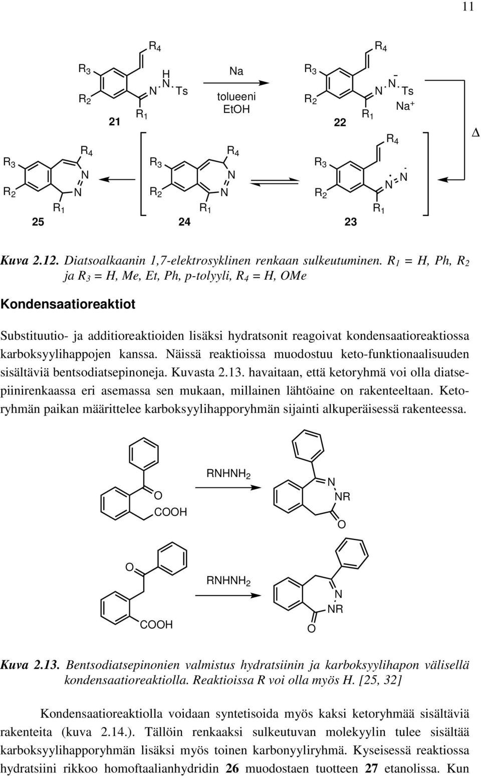 äissä reaktioissa muodostuu keto-funktionaalisuuden sisältäviä bentsodiatsepinoneja. Kuvasta 2.13.