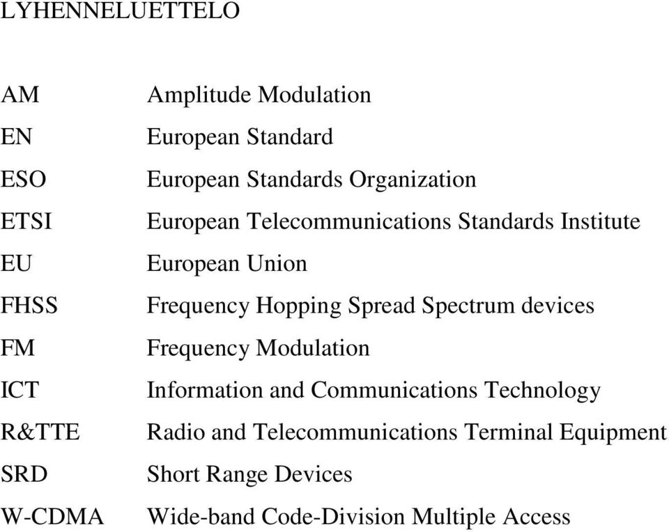 Frequency Hopping Spread Spectrum devices Frequency Modulation Information and Communications