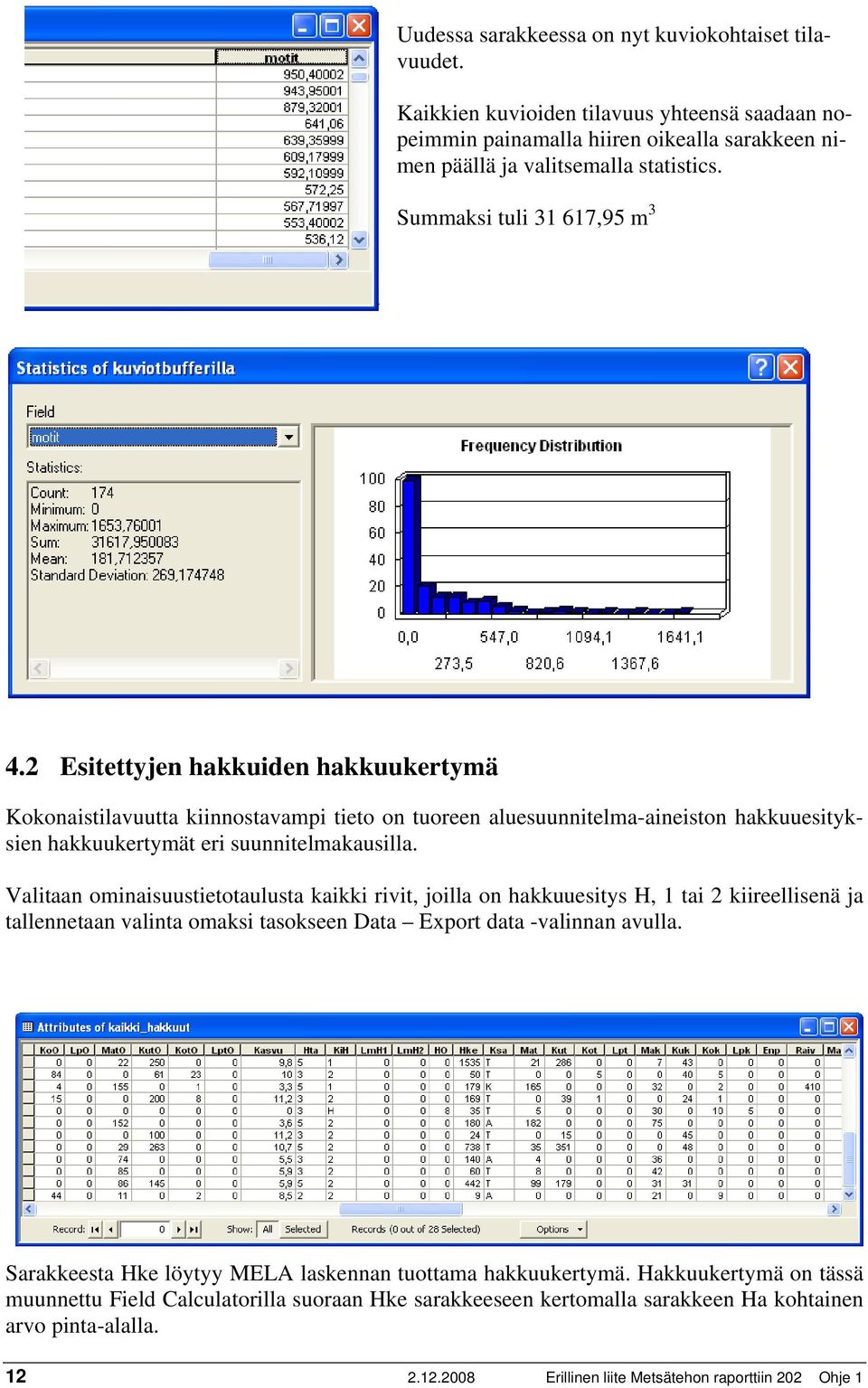 2 Esitettyjen hakkuiden hakkuukertymä Kokonaistilavuutta kiinnostavampi tieto on tuoreen aluesuunnitelma-aineiston hakkuuesityksien hakkuukertymät eri suunnitelmakausilla.