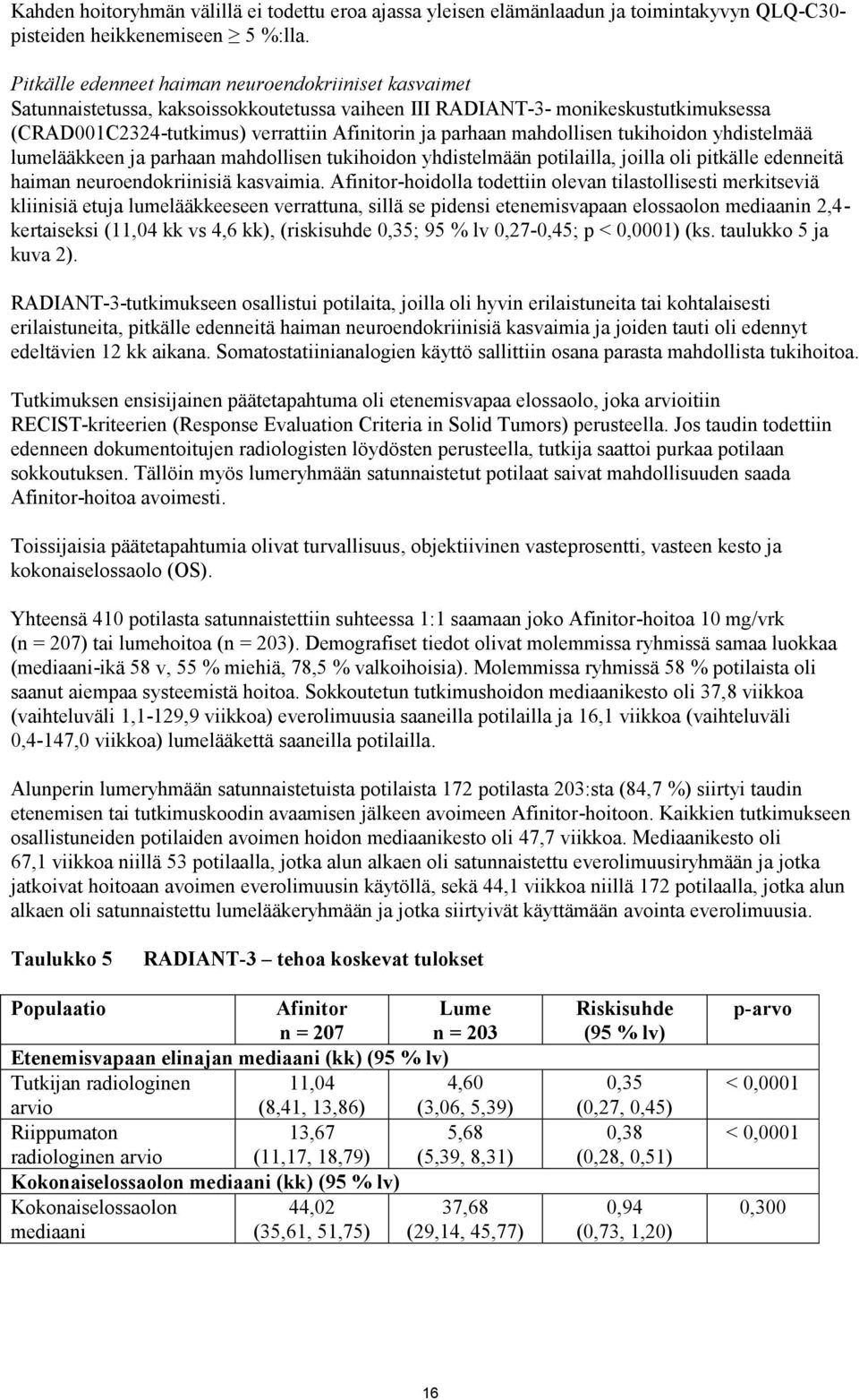 mahdollisen tukihoidon yhdistelmää lumelääkkeen ja parhaan mahdollisen tukihoidon yhdistelmään potilailla, joilla oli pitkälle edenneitä haiman neuroendokriinisiä kasvaimia.