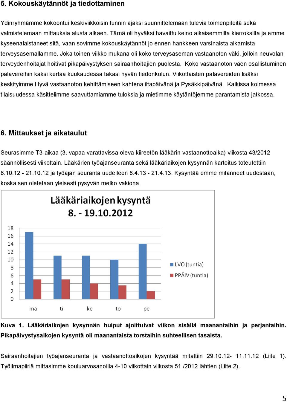 Joka toinen viikko mukana oli koko terveysaseman vastaanoton väki, jolloin neuvolan terveydenhoitajat hoitivat pikapäivystyksen sairaanhoitajien puolesta.
