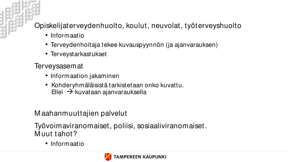 jakaminen Kohderyhmäläisistä tarkistetaan onko kuvattu.