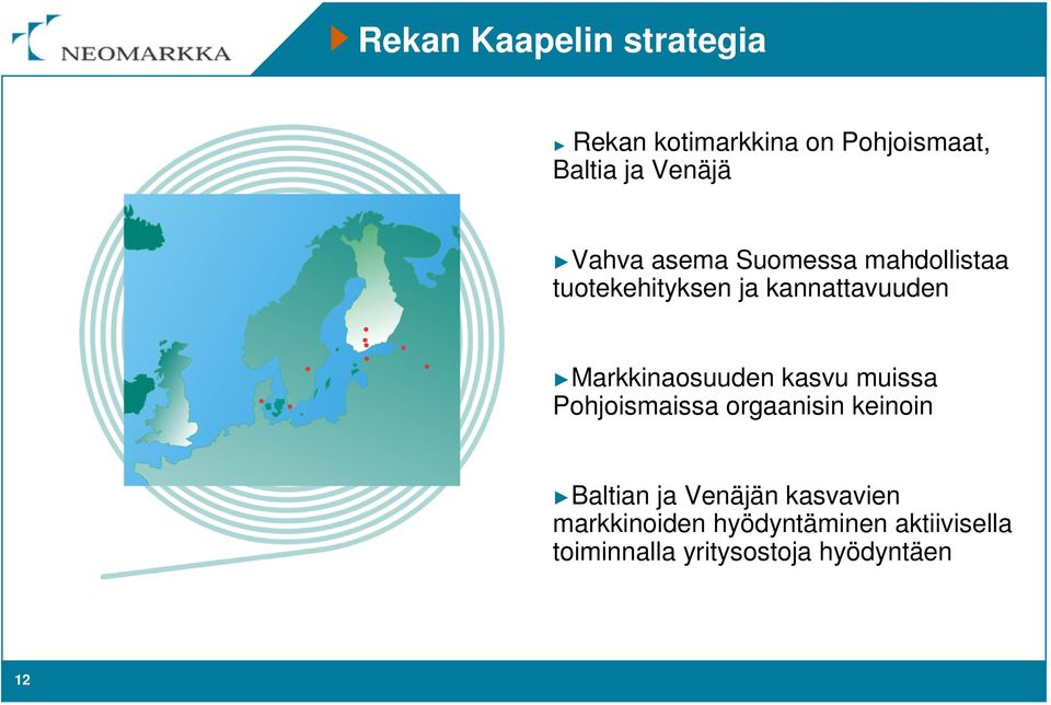 Markkinaosuuden kasvu muissa Pohjoismaissa orgaanisin keinoin Baltian ja