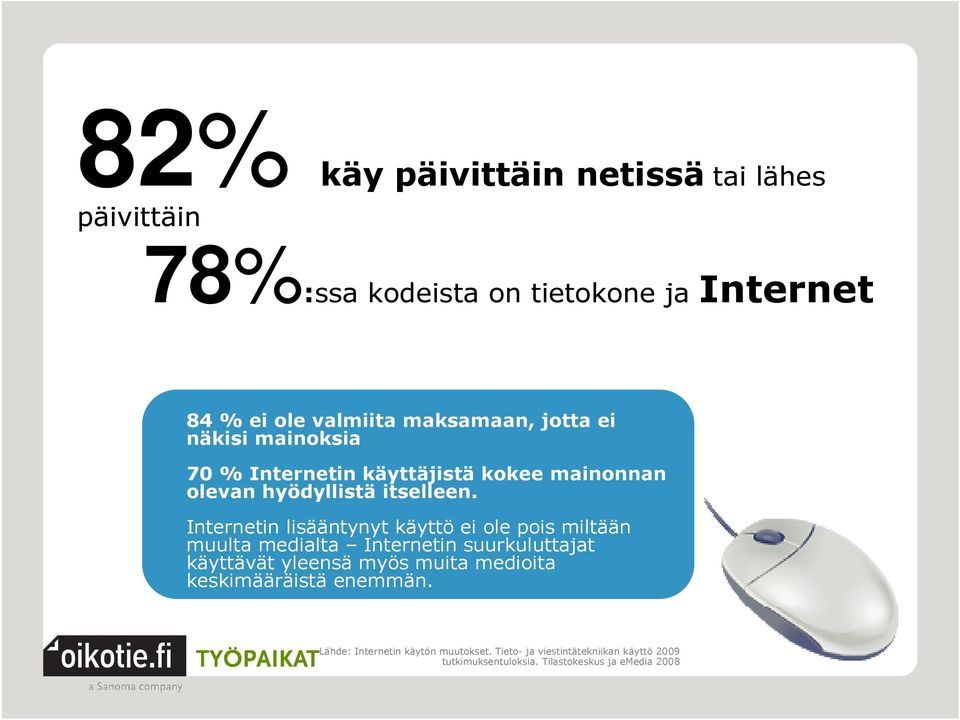 Internetin lisääntynyt käyttö ei ole pois miltään muulta medialta Internetin suurkuluttajat käyttävät yleensä myös muita