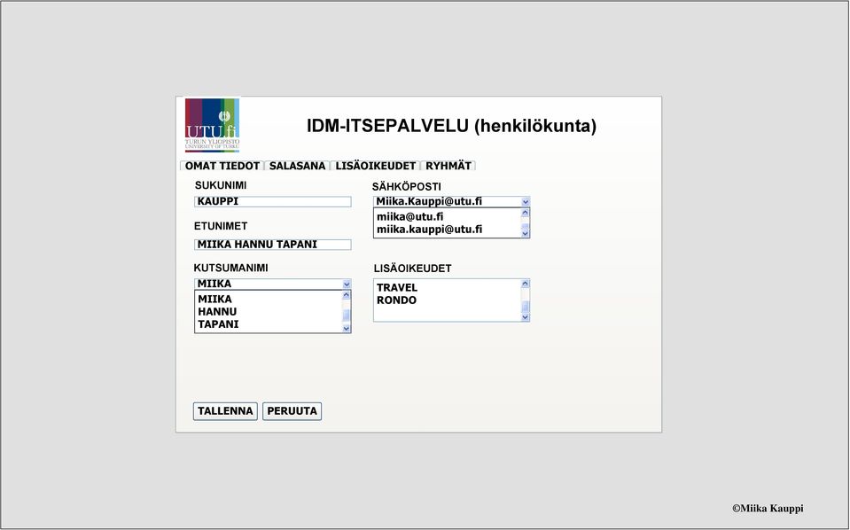 MIIKA MIIKA HANNU TAPANI SÄHKÖPOSTI Miika.Kauppi@utu.