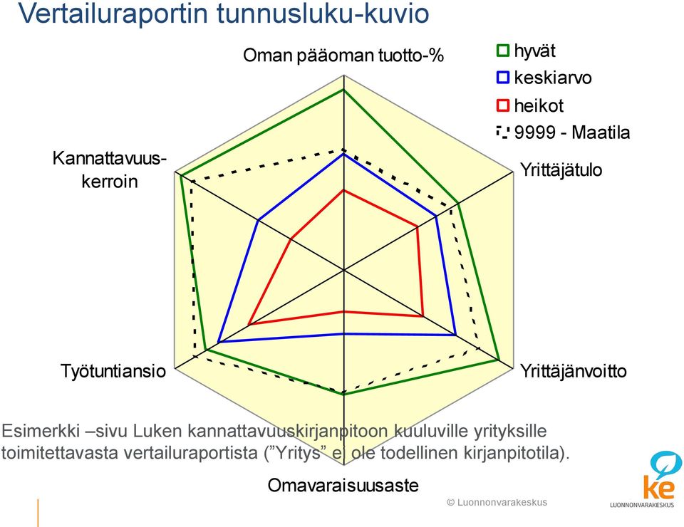 Esimerkki sivu Luken kannattavuuskirjanpitoon kuuluville yrityksille