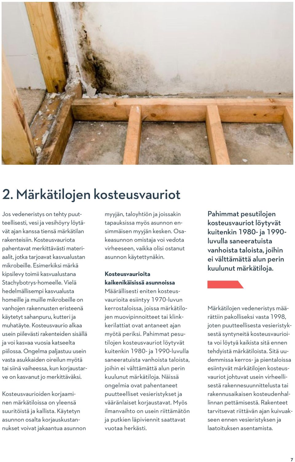 Vielä hedelmällisempi kasvualusta homeille ja muille mikrobeille on vanhojen rakennusten eristeenä käytetyt sahanpuru, kutteri ja muhatäyte.