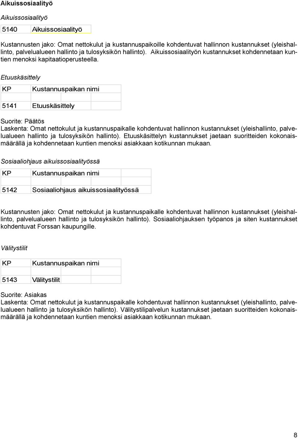 Etuuskäsittelyn kustannukset jaetaan suoritteiden kokonaismäärällä ja kohdennetaan kuntien menoksi asiakkaan kotikunnan mukaan.