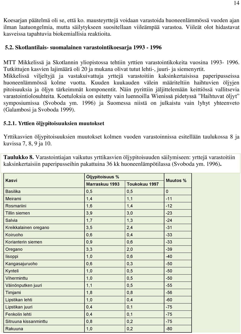 Skotlantilais- suomalainen varastointikoesarja 1993-1996 MTT Mikkelissä ja Skotlannin yliopistossa tehtiin yrttien varastointikokeita vuosina 1993-1996.