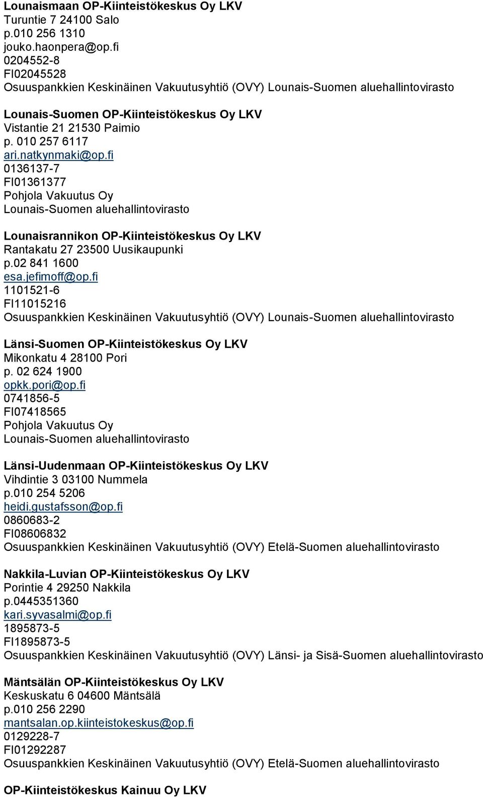 fi 1101521-6 FI11015216 Länsi-Suomen OP-Kiinteistökeskus Oy LKV Mikonkatu 4 28100 Pori p. 02 624 1900 opkk.pori@op.