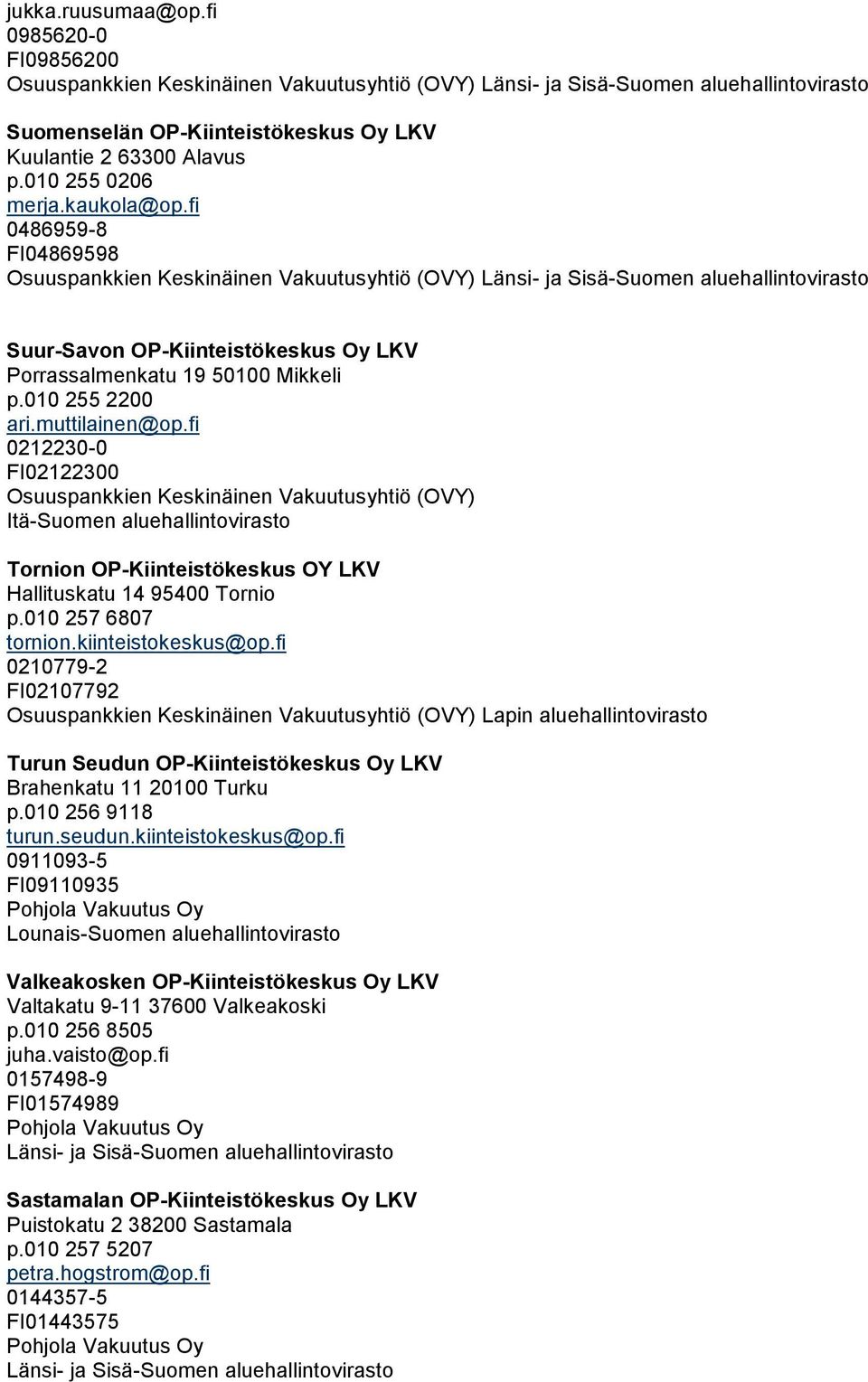 fi 0212230-0 FI02122300 Tornion OP-Kiinteistökeskus OY LKV Hallituskatu 14 95400 Tornio p.010 257 6807 tornion.kiinteistokeskus@op.