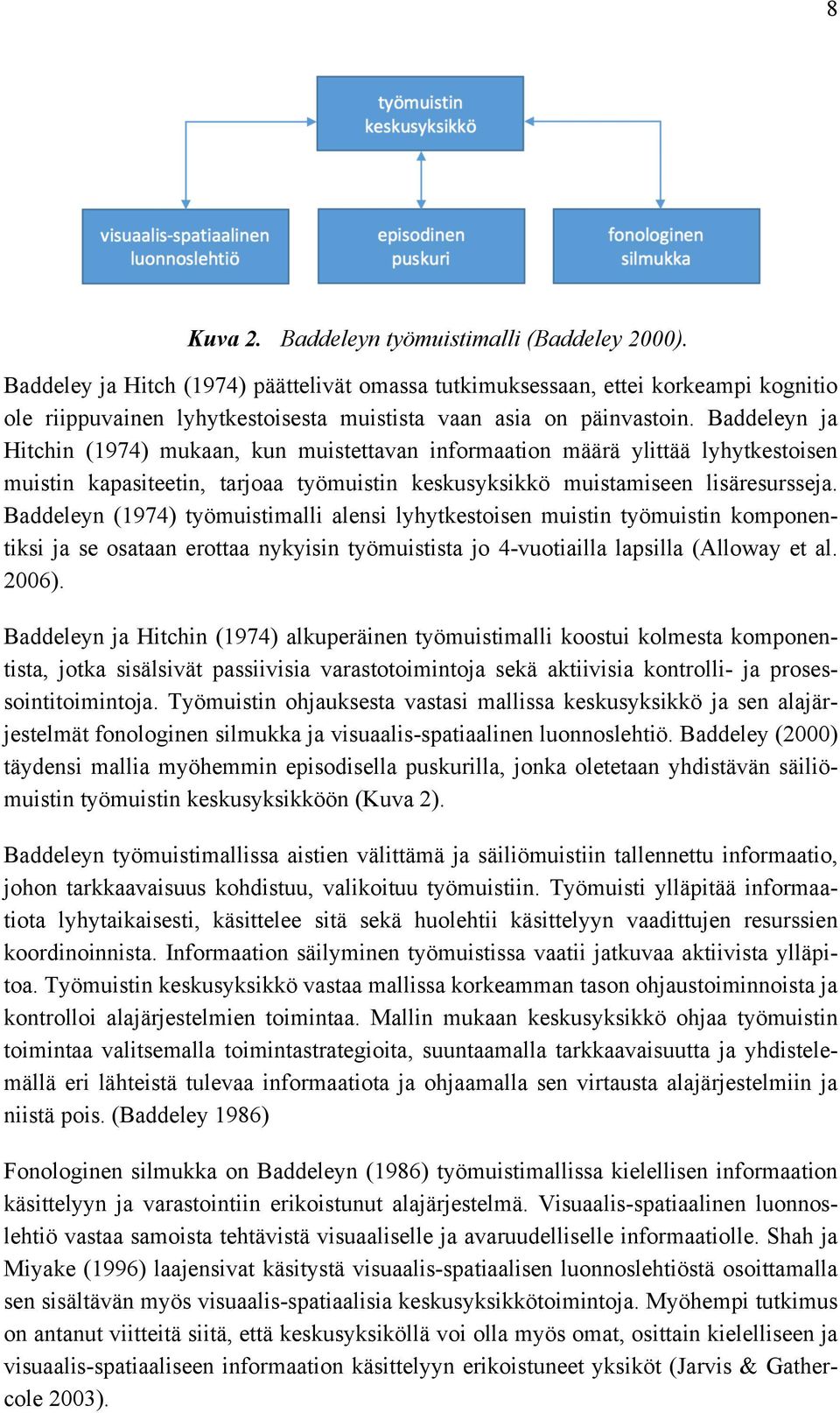 Baddeleyn ja Hitchin (1974) mukaan, kun muistettavan informaation määrä ylittää lyhytkestoisen muistin kapasiteetin, tarjoaa työmuistin keskusyksikkö muistamiseen lisäresursseja.