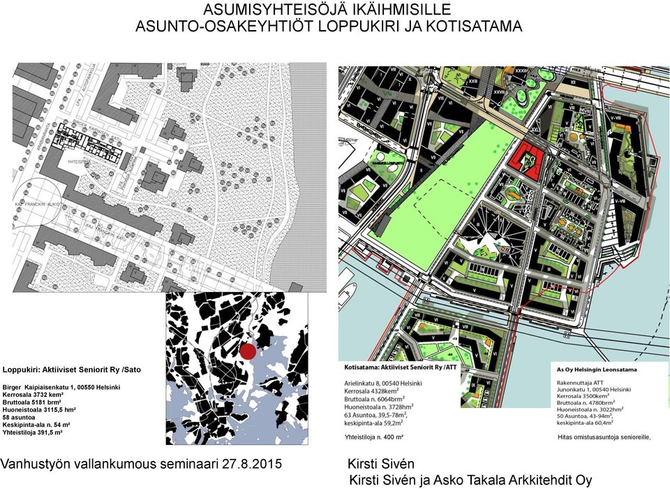 hm² 58 asuntoa Keskipinta-ala n. 54 m² Yhteistiloja 391,5 m² Yhteistiloja n.