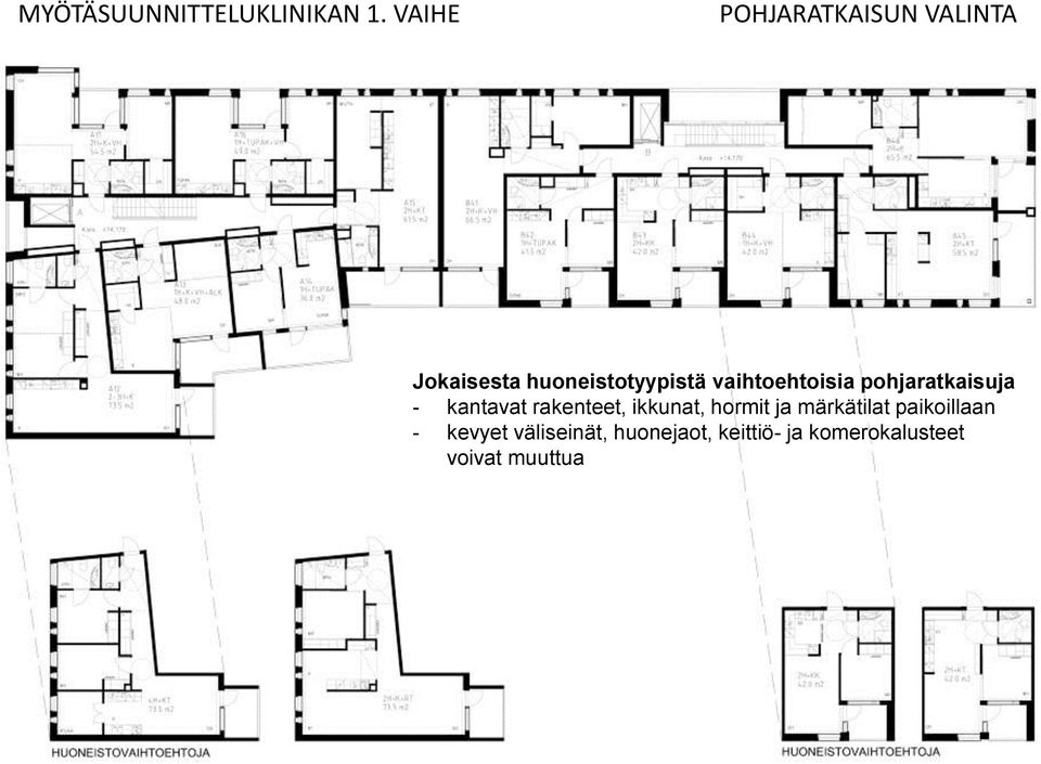 vaihtoehtoisia pohjaratkaisuja - kantavat rakenteet, ikkunat,