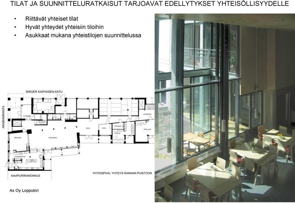 yhteiset tilat Hyvät yhteydet yhteisiin