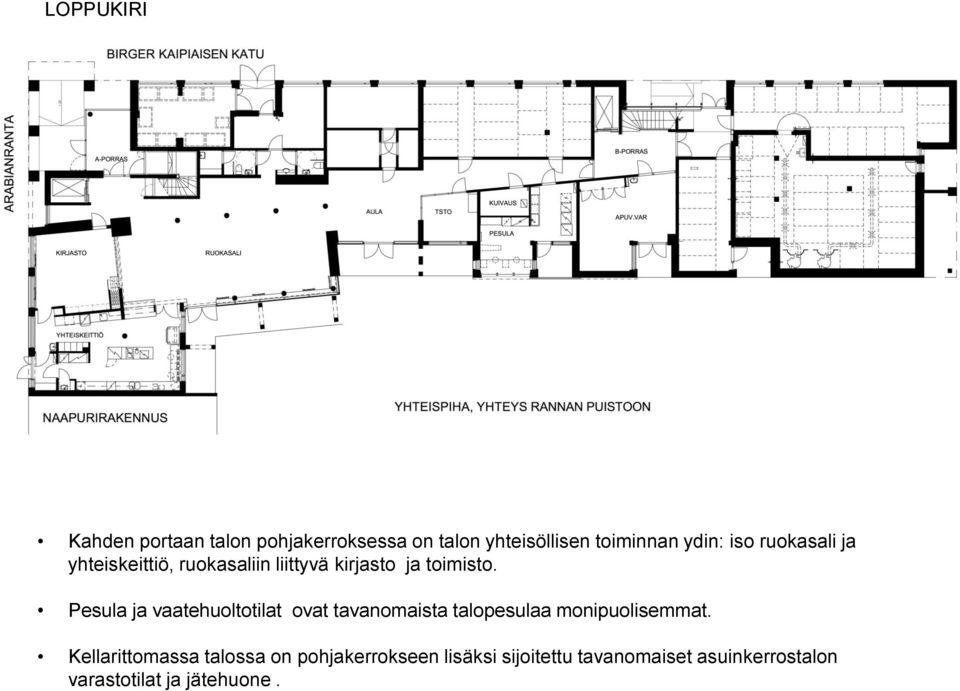 Pesula ja vaatehuoltotilat ovat tavanomaista talopesulaa monipuolisemmat.