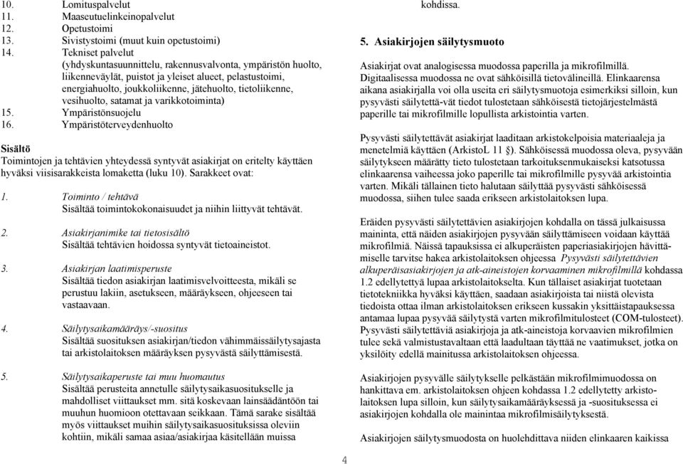 vesihuolto, satamat ja varikkotoiminta) 15. Ympäristönsuojelu 16.