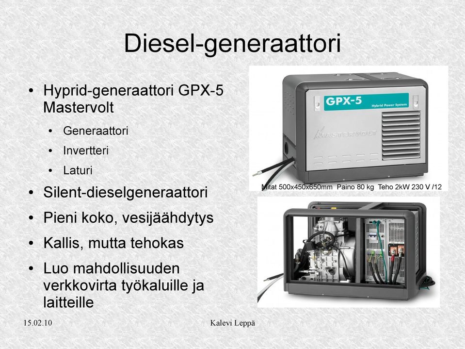 2kW 230 V /12 Silent-dieselgeneraattori Pieni koko, vesijäähdytys