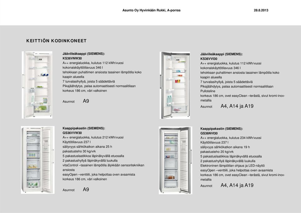 kwh/vuosi kokonaiskäyttötilavuus 346 l tehokkaan puhaltimen ansiosta tasainen lämpötila koko kaapin alueella 7 turvalasihyllyä, joista 5 säädettäviä Pikajäähdytys, palaa automaattisesti