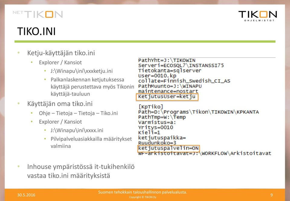 Käyttäjän oma tiko.ini Ohje Tietoja Tietoja Tiko.ini Explorer / Kansiot J:\Winapu\ini\xxxx.