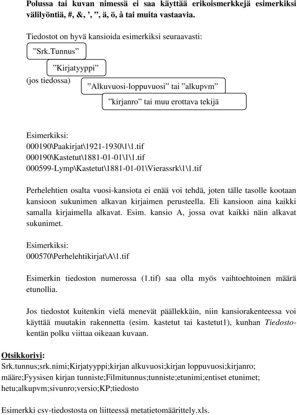 tif 000599-Lymp\Kastetut\1881-01-01\Vierassrk\1\1.tif Perhelehtien osalta vuosi-kansiota ei enää voi tehdä, joten tälle tasolle kootaan kansioon sukunimen alkavan kirjaimen perusteella.