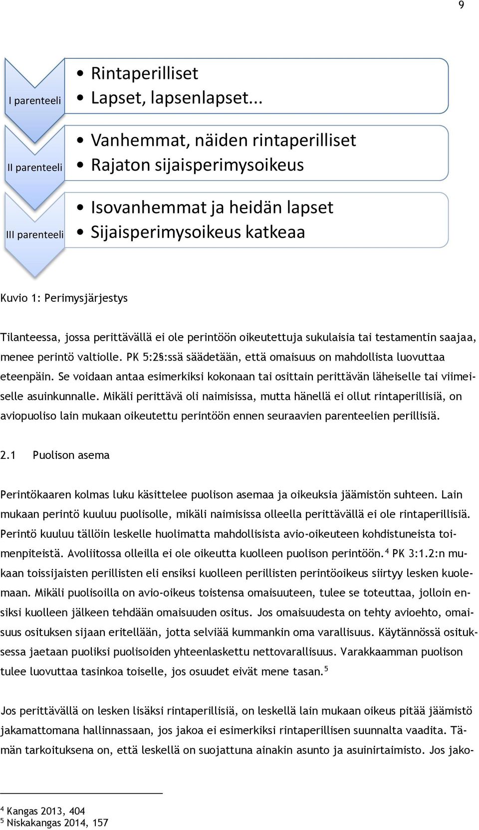 oikeutettuja sukulaisia tai testamentin saajaa, menee perintö valtiolle. PK 5:2 :ssä säädetään, että omaisuus on mahdollista luovuttaa eteenpäin.