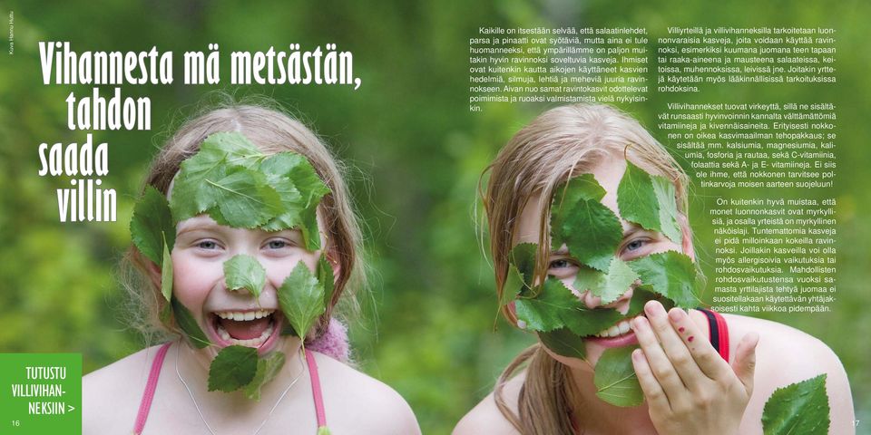 Aivan nuo samat ravintokasvit odottelevat poimimista ja ruoaksi valmistamista vielä nykyisinkin.