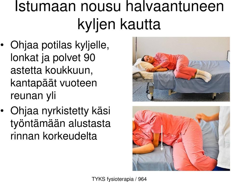 kantapäät vuoteen reunan yli Ohjaa nyrkistetty