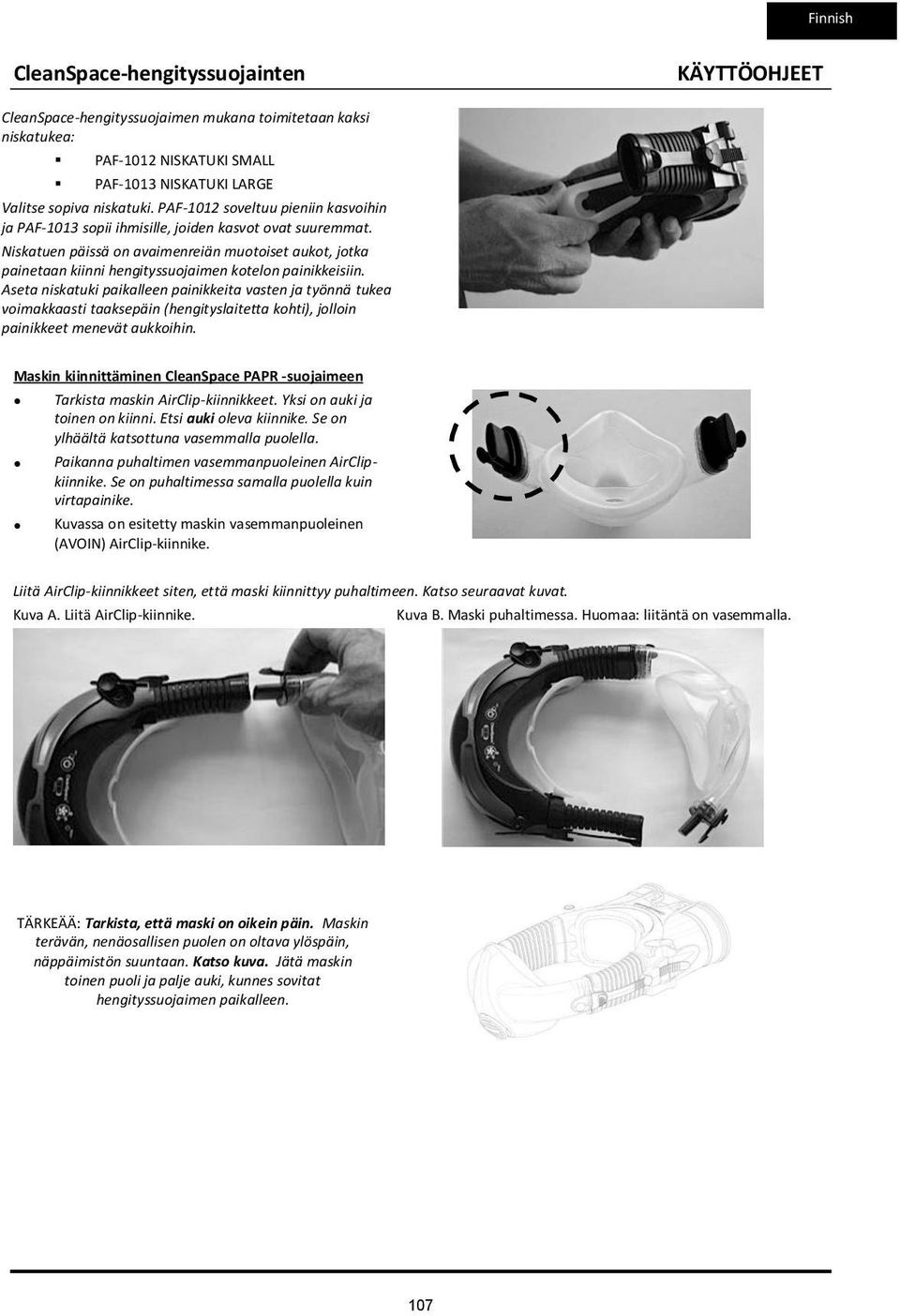 USER INSTRUCTIONS. CleanSpace EX PAF CleanSpace Ultra PAF - PDF Ilmainen  lataus