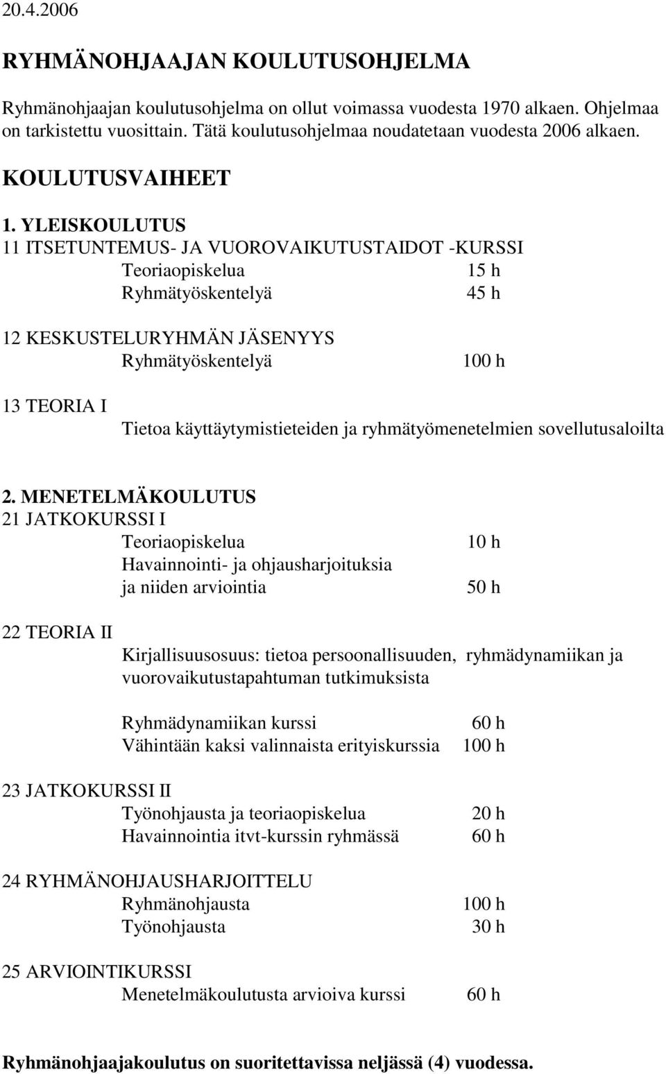 YLEISKOULUTUS 11 ITSETUNTEMUS- JA VUOROVAIKUTUSTAIDOT -KURSSI Teoriaopiskelua 15 h Ryhmätyöskentelyä 45 h 12 KESKUSTELURYHMÄN JÄSENYYS Ryhmätyöskentelyä 13 TEORIA I Tietoa käyttäytymistieteiden ja