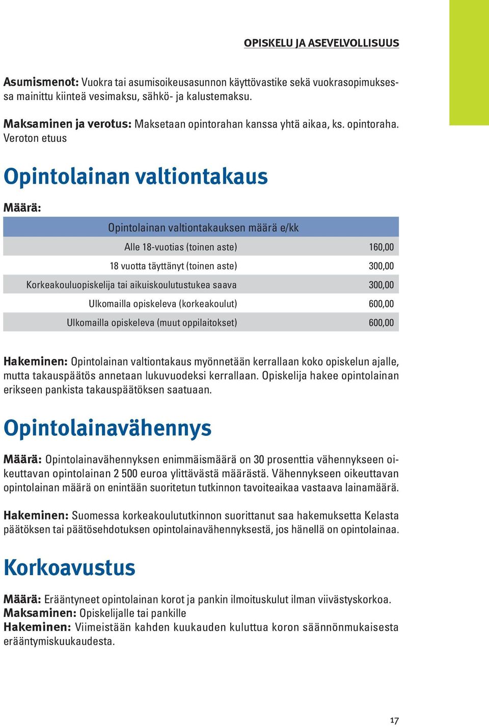 kanssa yhtä aikaa, ks. opintoraha.