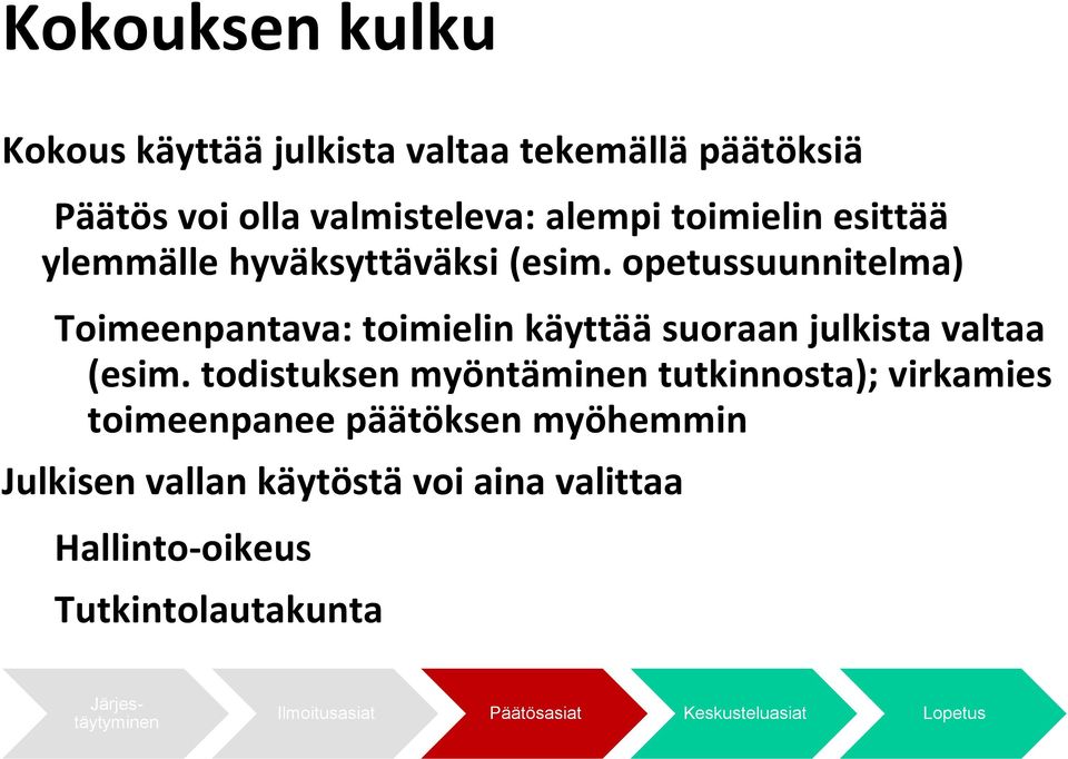 opetussuunnitelma) Toimeenpantava: toimielin käyttää suoraan julkista valtaa (esim.