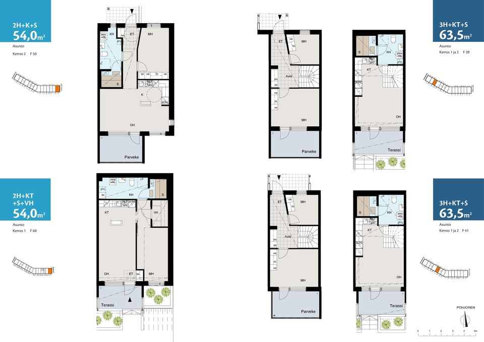 Tallimäki, Talo s 41 3H++ 63,5 m² 2H+ ++VH 3H++ 54,0m