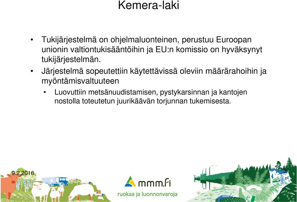 Järjestelmä sopeutettiin käytettävissä oleviin määrärahoihin ja myöntämisvaltuuteen