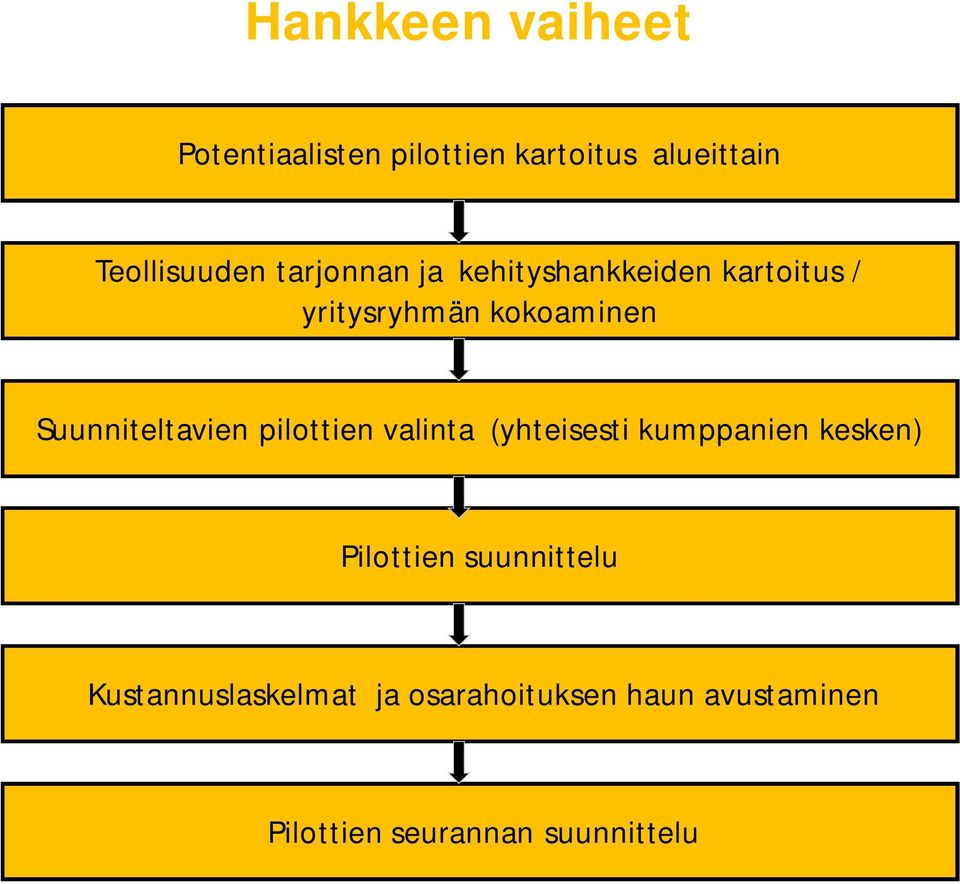 Suunniteltavien pilottien valinta (yhteisesti kumppanien kesken) Pilottien