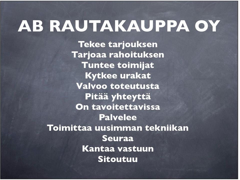 toteutusta Pitää yhteyttä On tavoitettavissa