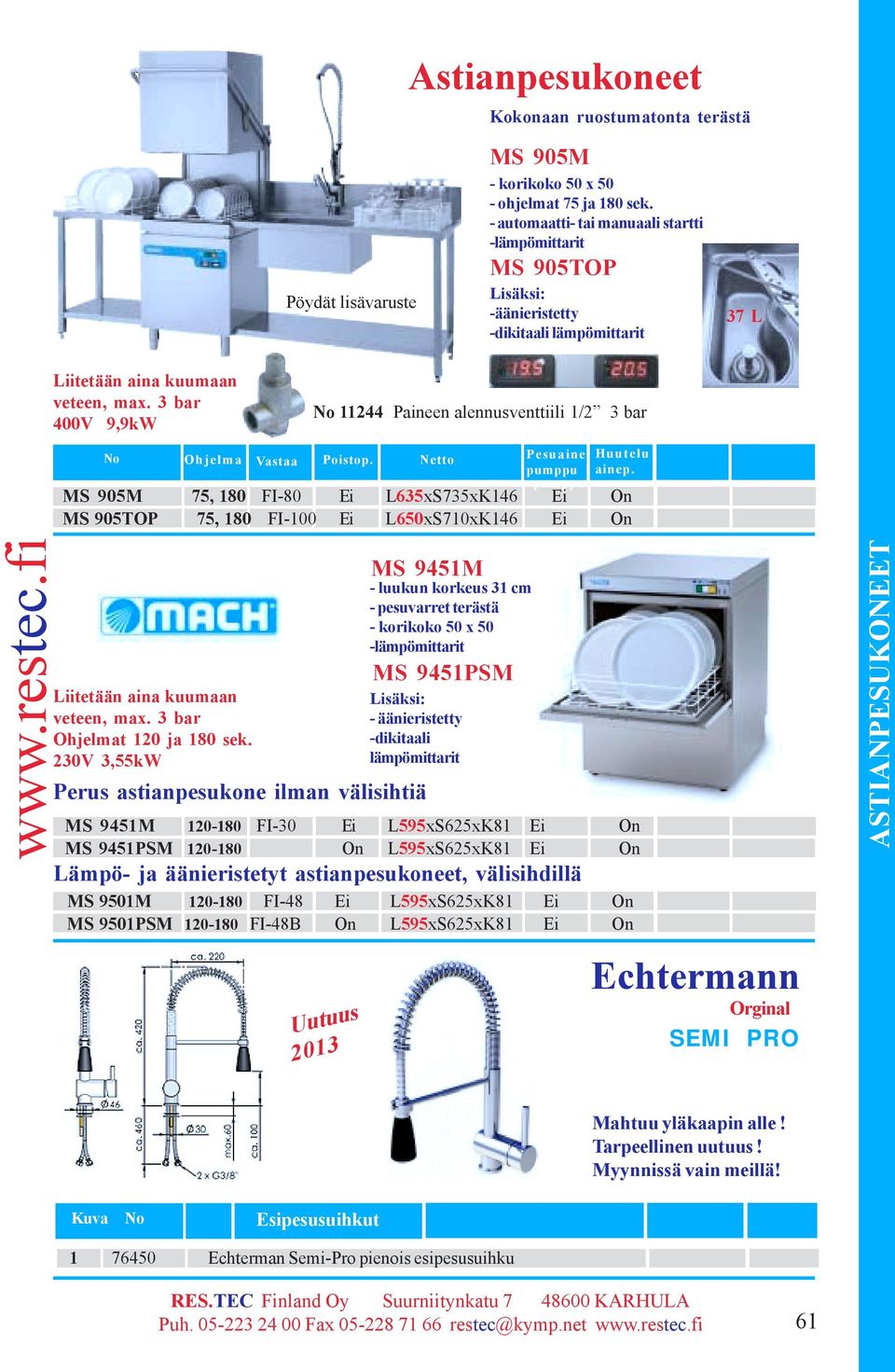 bar 00V 9,9kW No Paineen alennusventtiili / bar No Ohjelma Vastaa Poistop. Netto Pesuaine Pesuaine pumppu Huutelu ainep.