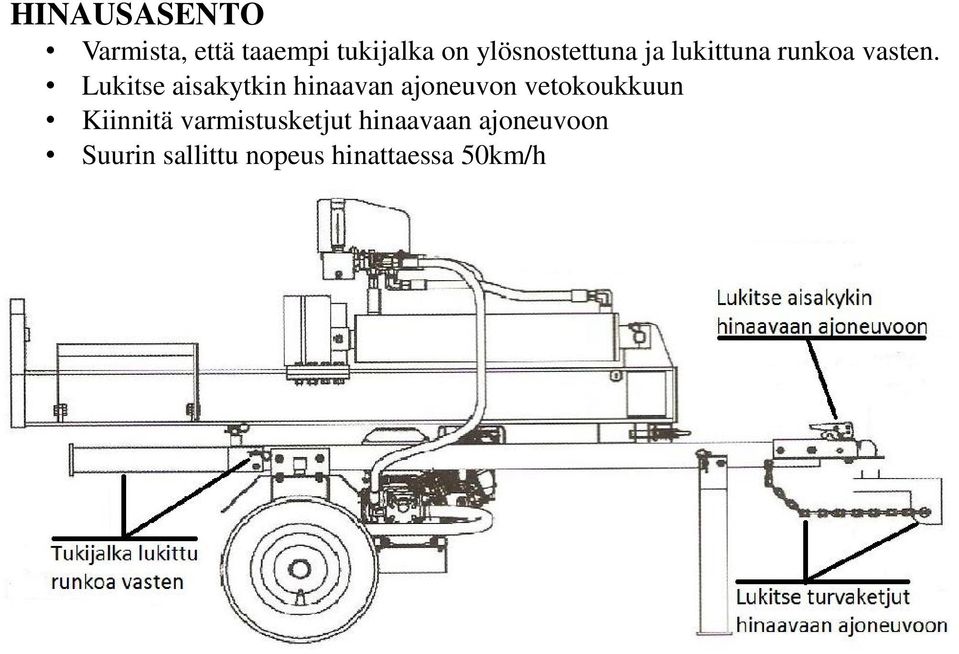 Lukitse aisakytkin hinaavan ajoneuvon vetokoukkuun