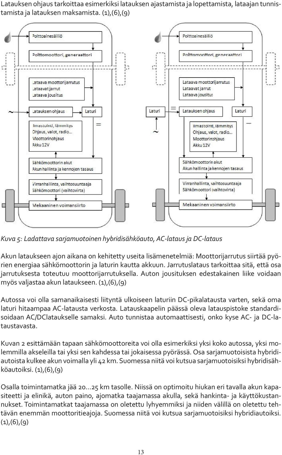 sähkömoottorin ja laturin kautta akkuun. Jarrutuslataus tarkoittaa sitä, että osa jarrutuksesta toteutuu moottorijarrutuksella.