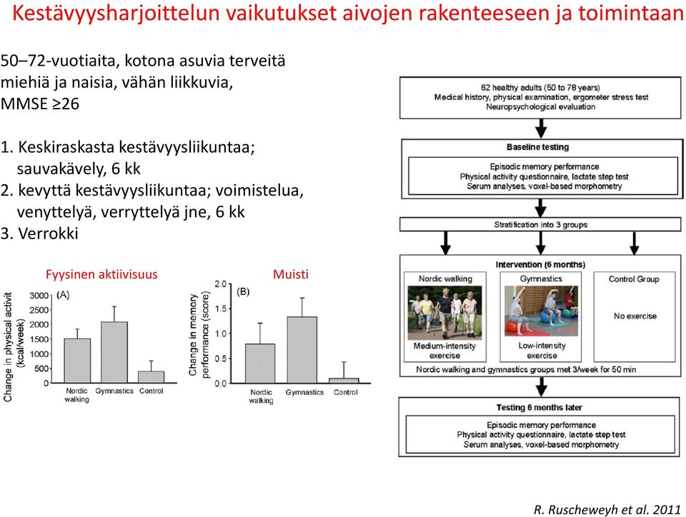 Keskiraskasta kestävyysliikuntaa; sauvakävely, 6 kk 2.