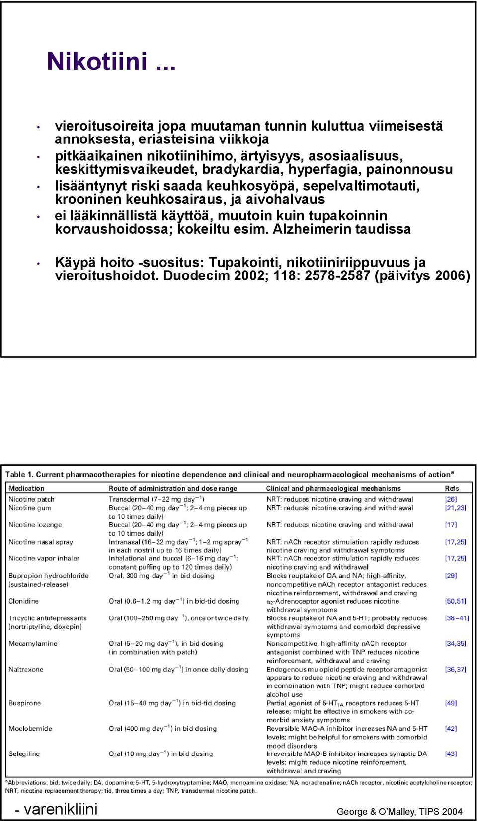 asosiaalisuus, keskittymisvaikeudet, bradykardia, hyperfagia, painonnousu lisääntynyt riski saada keuhkosyöpä, sepelvaltimotauti, krooninen