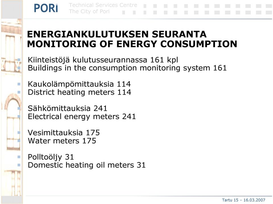 Kaukolämpömittauksia 114 District heating meters 114 Sähkömittauksia 241 Electrical
