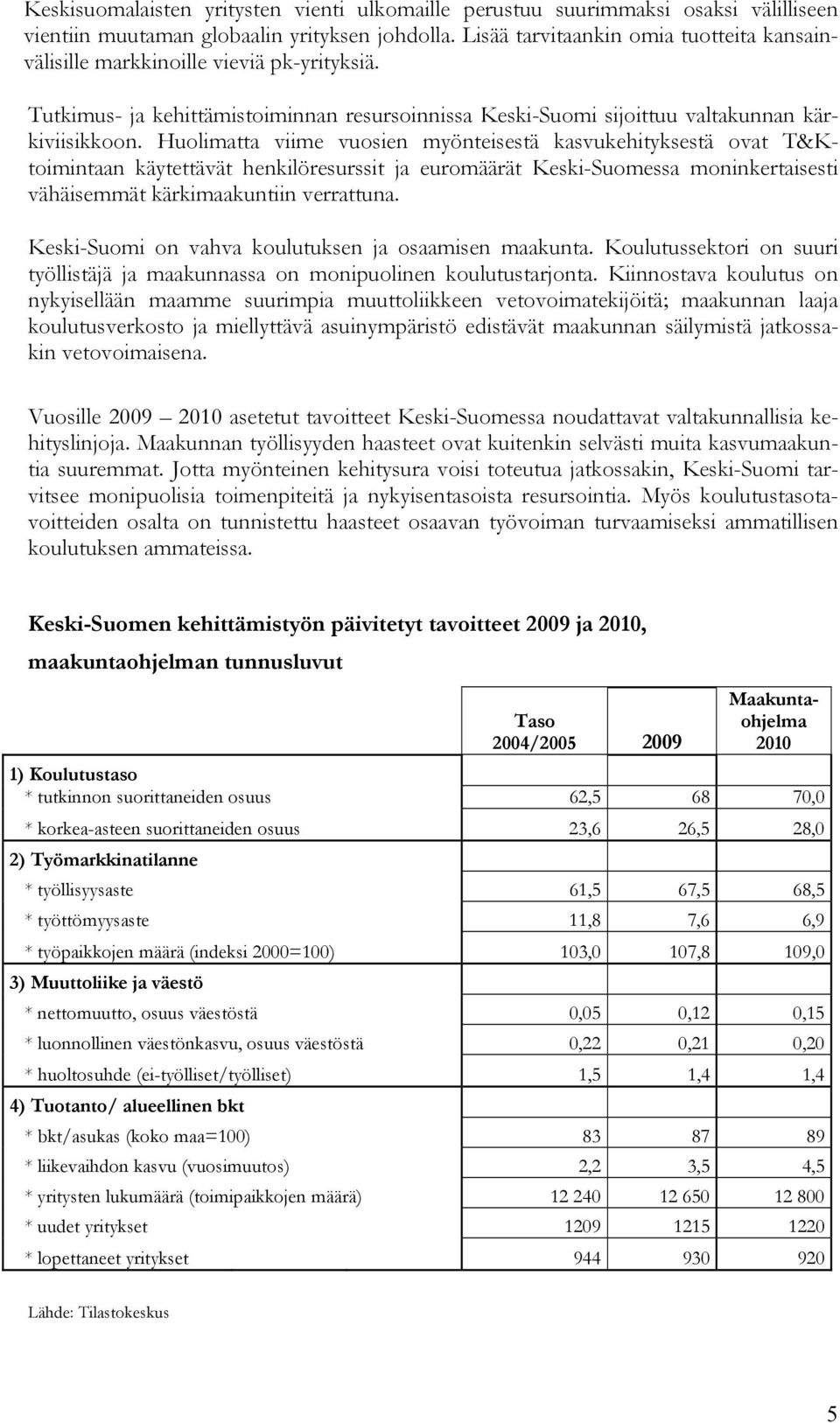 Huolimatta viime vuosien myönteisestä kasvukehityksestä ovat T&Ktoimintaan käytettävät henkilöresurssit ja euromäärät Keski-Suomessa moninkertaisesti vähäisemmät kärkimaakuntiin verrattuna.