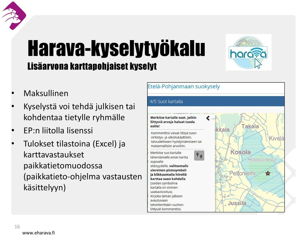 liitolla lisenssi Tulokset tilastoina (Excel) ja karttavastaukset