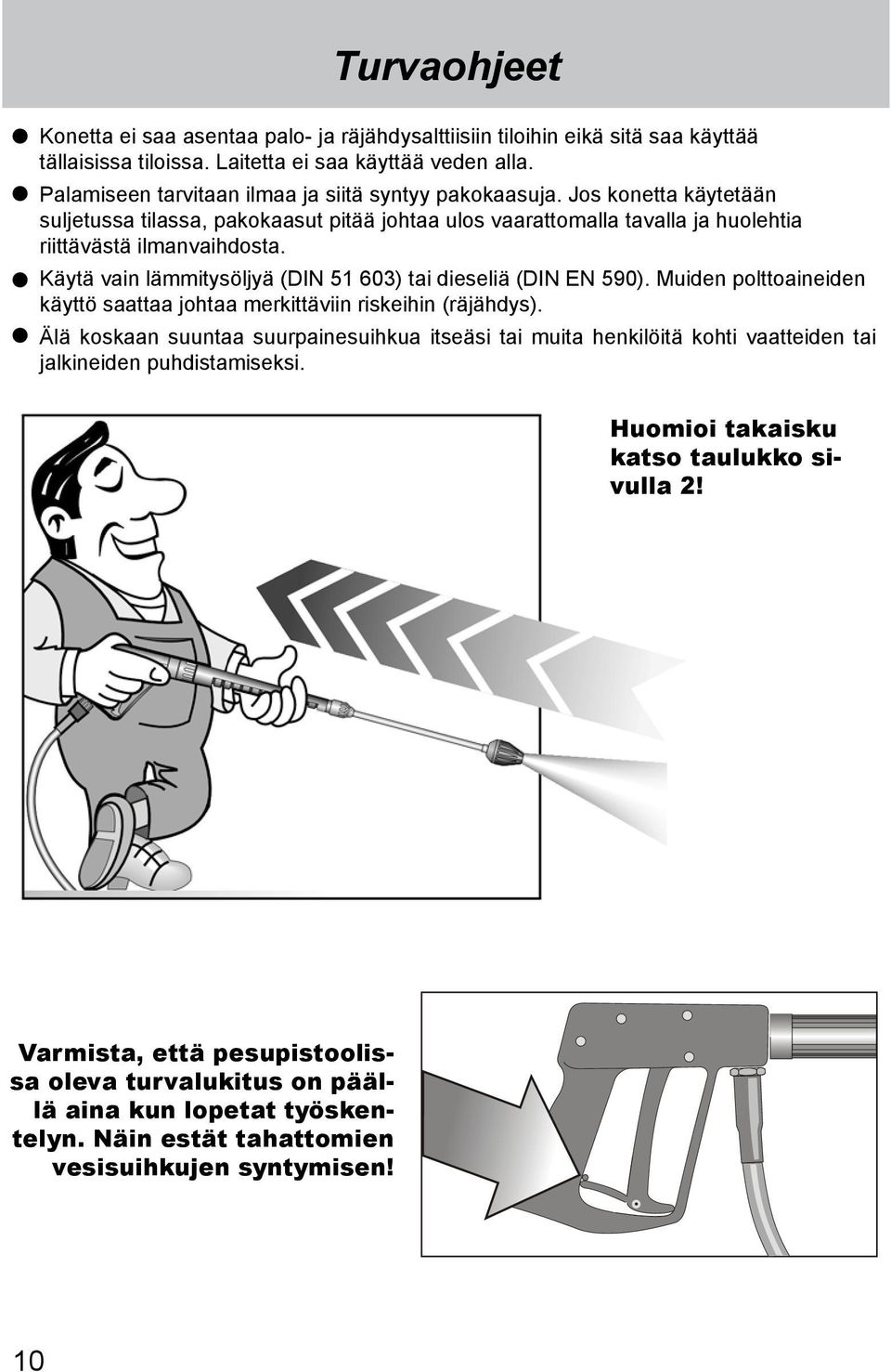 Käytä vain lämmitysöljyä (DIN 51 603) tai dieseliä (DIN EN 590). Muiden polttoaineiden käyttö saattaa johtaa merkittäviin riskeihin (räjähdys).