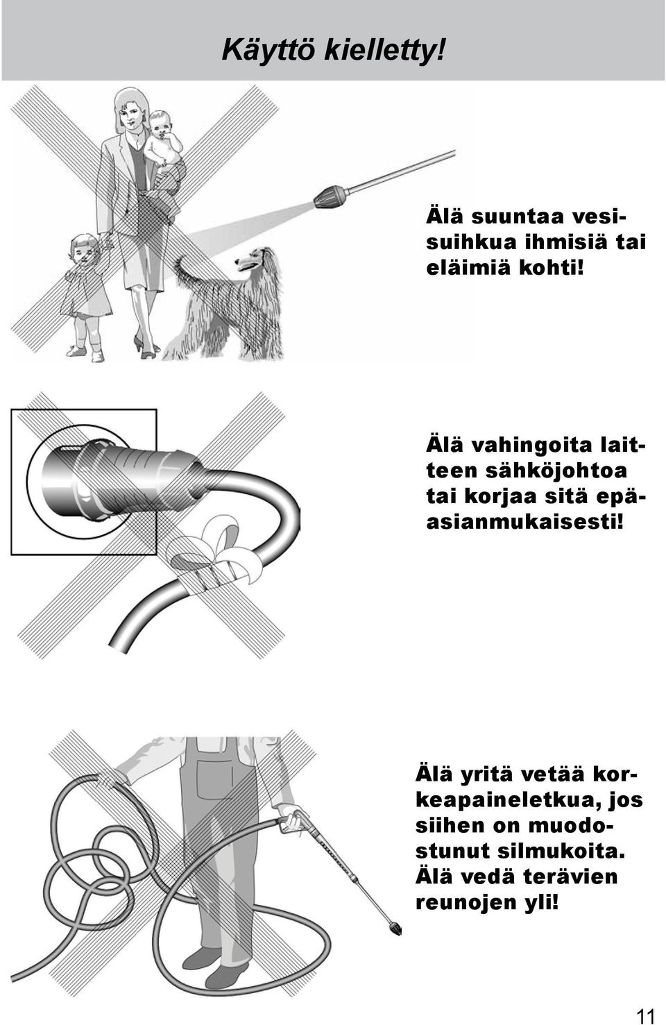 Älä vahingoita laitteen sähköjohtoa tai korjaa sitä